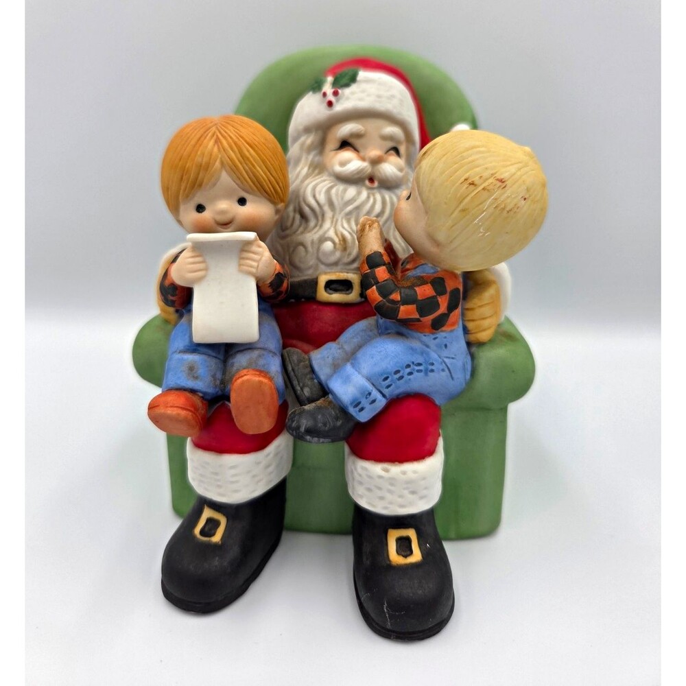 Vintage Enesco Jolly Old St Nicholas Santa Music Box Figurine Taiwan